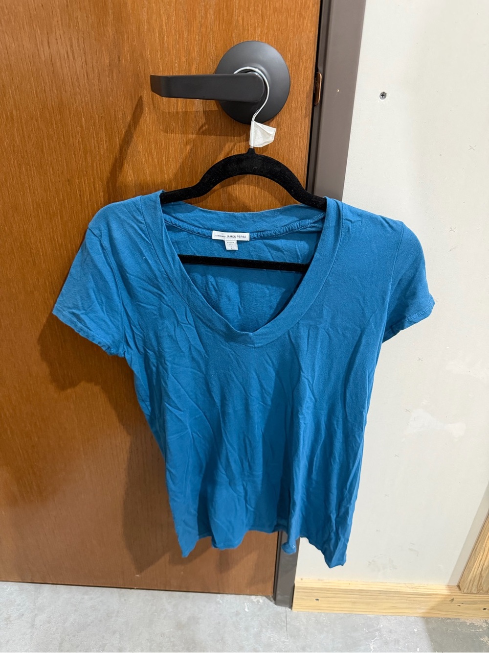 James Perse Women's Teal Blue V-Neck Short Sleeve Tee
